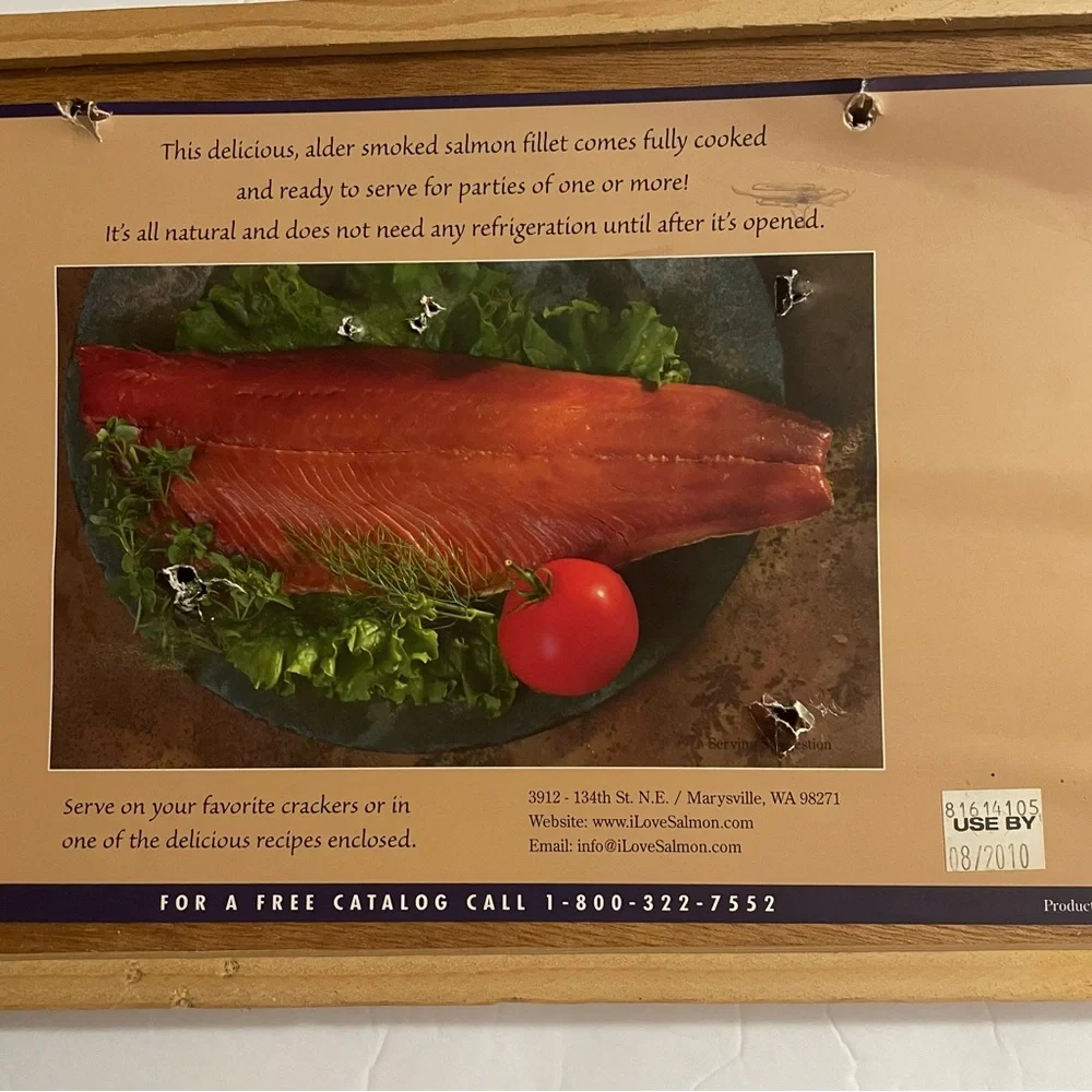 Vintage Eagle River Smoked Alabama Salmon Wooden Box